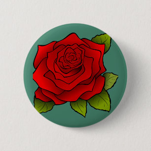 Single Rote Rose Button