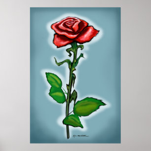 Single-Rote Rose drucken Poster