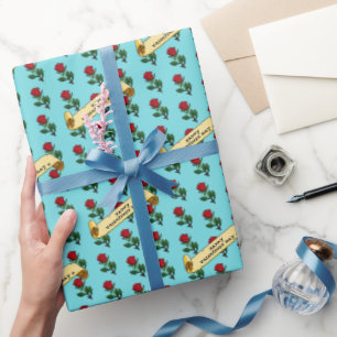 Single Rote Rose Glückwunsch Valentinstag 80er Ret Geschenkpapier