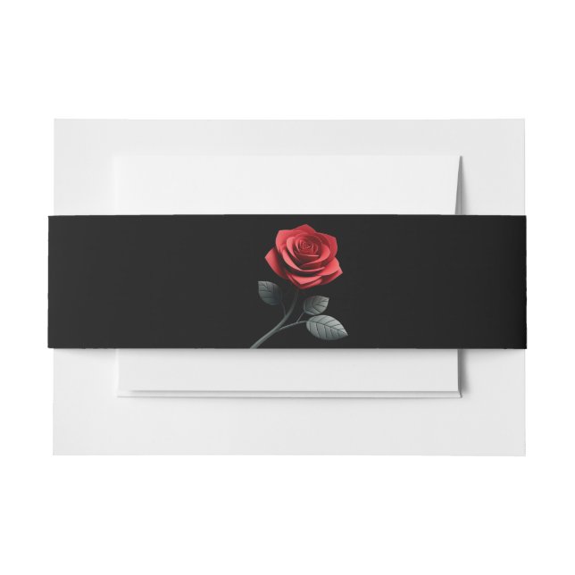 Single Rote Rose-Hochzeit- Einladungsbanderole (Vorderseite Beispiel)