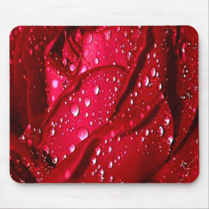 Single-Rote Rose im Rain Mouse Pad Mousepad