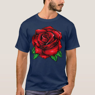 Single Rote Rose Pocket Blume Romantische Liebe Po T-Shirt