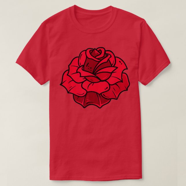 Single Rote Rose Pocket Blume Romantische Liebe Po T-Shirt (Design vorne)