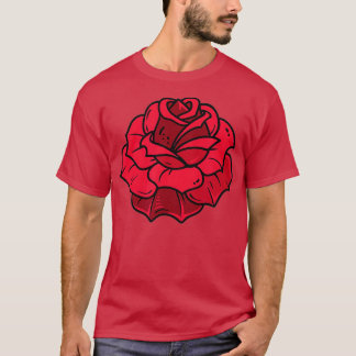 Single Rote Rose Pocket Blume Romantische Liebe Po T-Shirt