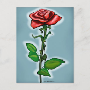 Single Rote Rose Postkarte