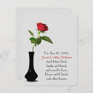 Single rote Rose Verlängerung des Eheschließes Einladung