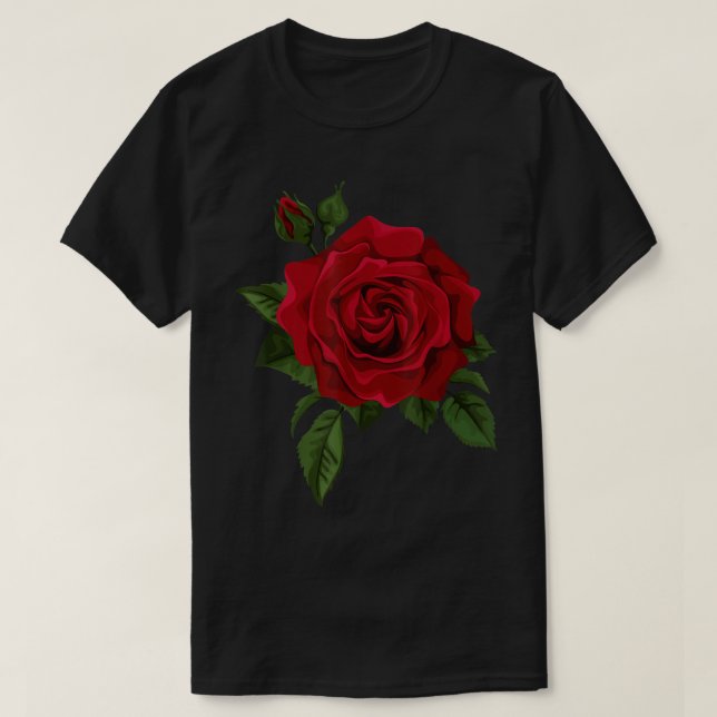 SINGLE ROTE ROSEN BLUME NIEDLICHER ROTE ROSEN BLUM T-Shirt (Design vorne)