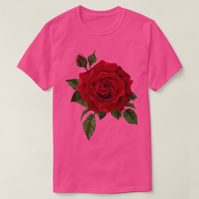 SINGLE ROTE ROSEN BLUME NIEDLICHER ROTE ROSEN BLUM T-Shirt (Design vorne)