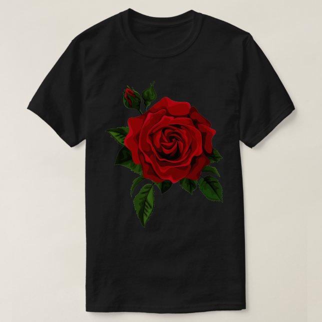 SINGLE ROTE ROSEN BLUME NIEDLICHER ROTE ROSEN BLUM T-Shirt (Design vorne)