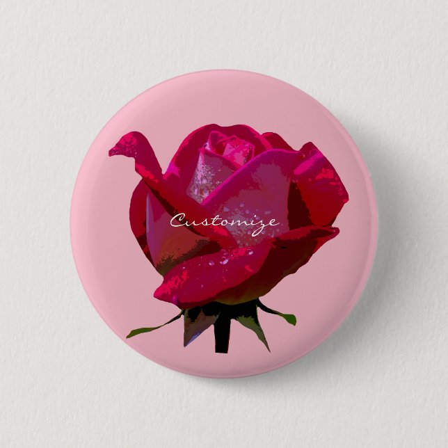Single Rote Valentin Rose Button (Vorderseite)
