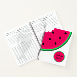 Single saftig rote Wassermelone Scheibe mit Ihrem Notizbuch