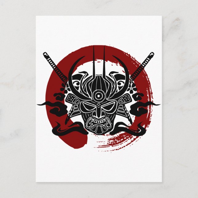 Single Samurai Enso Blood Circle Postkarte (Vorderseite)