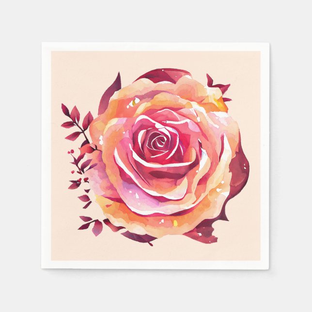 Single Schöne große rosa Rose Serviette (Vorderseite)