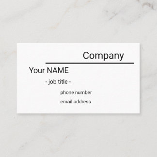 single sided simple white business card visitenkarte