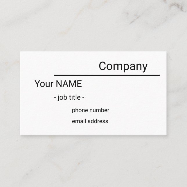 single sided simple white business card visitenkarte (Vorderseite)