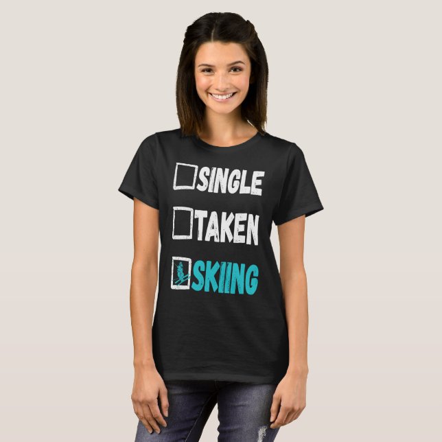 Single Skifahren Winterschneesport T-Shirt (Vorne ganz)