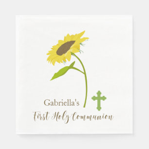 Single Sonnenblume mit Kreuzheiliger Kommune Serviette