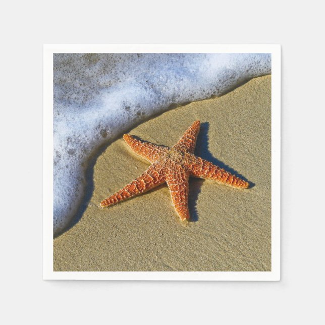 Single Starfish am Strand Serviette (Vorderseite)
