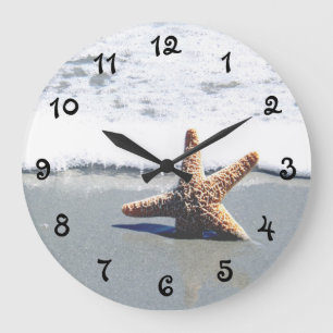 Single Starfish Washed Ashore Große Wanduhr