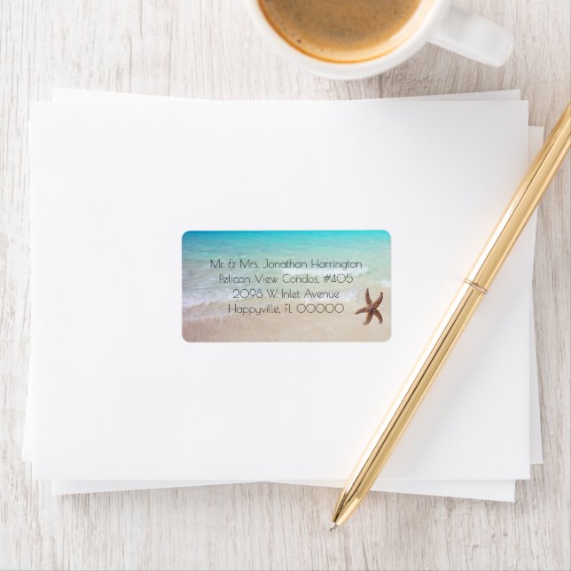 Single Starfish Wide Beach Address Labels Adressaufkleber (Insitu)