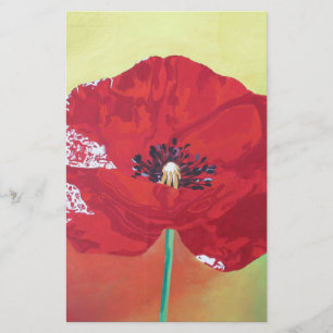 Single Steppe Mohn auf rot-grün und orange Hinterg Briefpapier