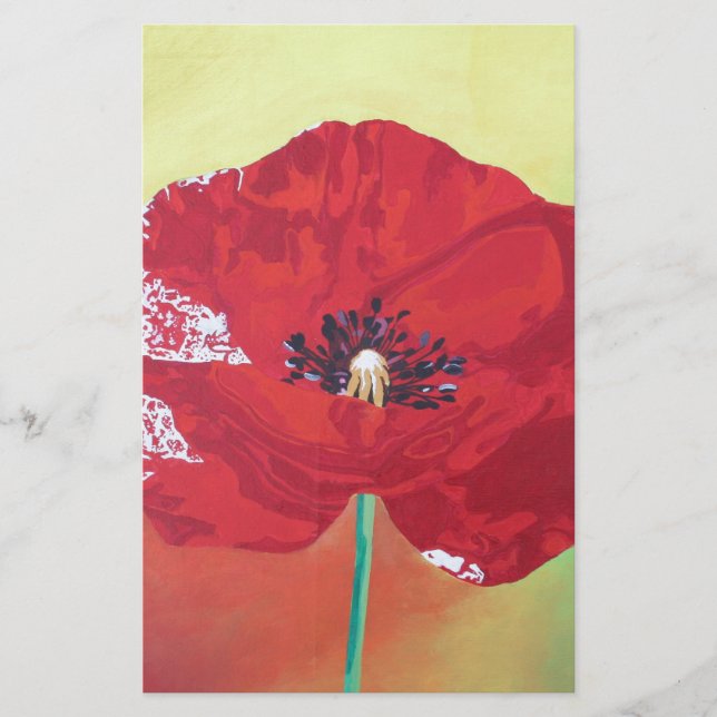 Single Steppe Mohn auf rot-grün und orange Hinterg Briefpapier (Vorderseite)