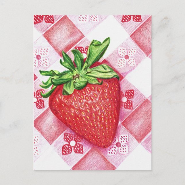 Single Strawberry Postkarte (Vorderseite)
