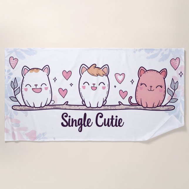 Single Süsse Niedlich Katzen Strandtuch (Vorderseite)