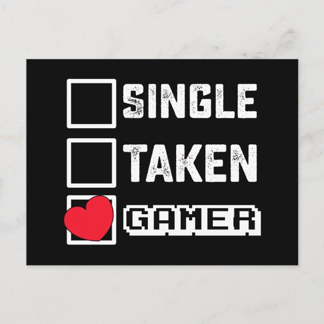 Single Taken Gamer Gaming Games Valentinstag Postkarte (Vorderseite)