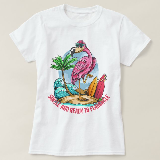 Single und Bereit zum Flamingle-T - Shirt (Design vorne)