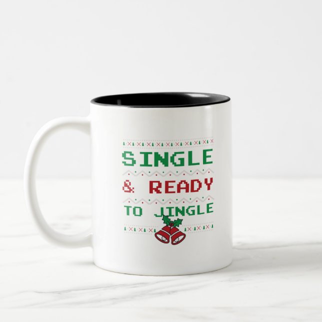 Single und bereit zum Jingle Zweifarbige Tasse (Links)