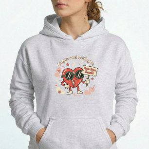 Single und es Liebend Retro Lustiger Kapuzenpullov Hoodie