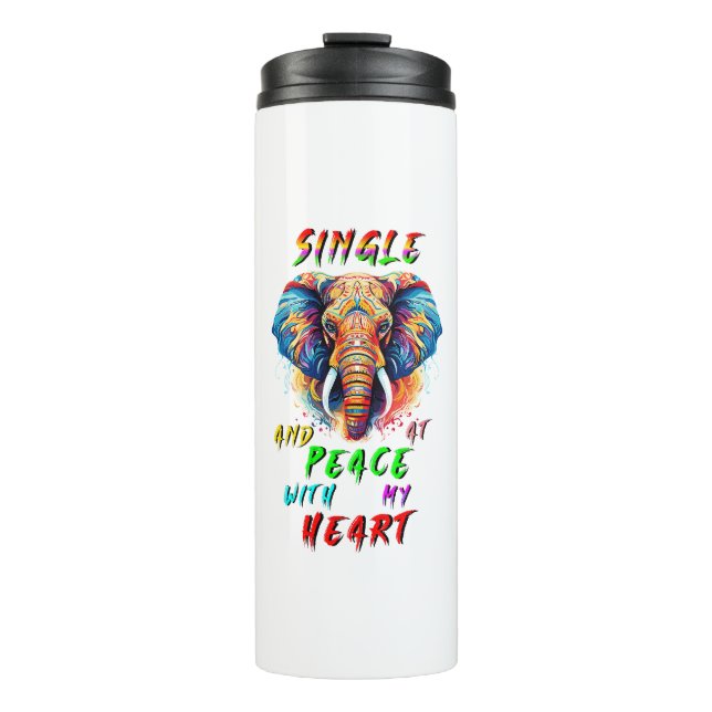 Single und Frieden mit meinem Herzen Thermosbecher (Vorderseite)