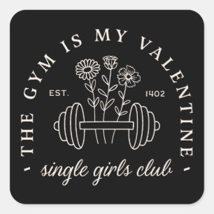 Single Valentine's Day lustige Gymnastik Mädchen Ä Quadratischer Aufkleber