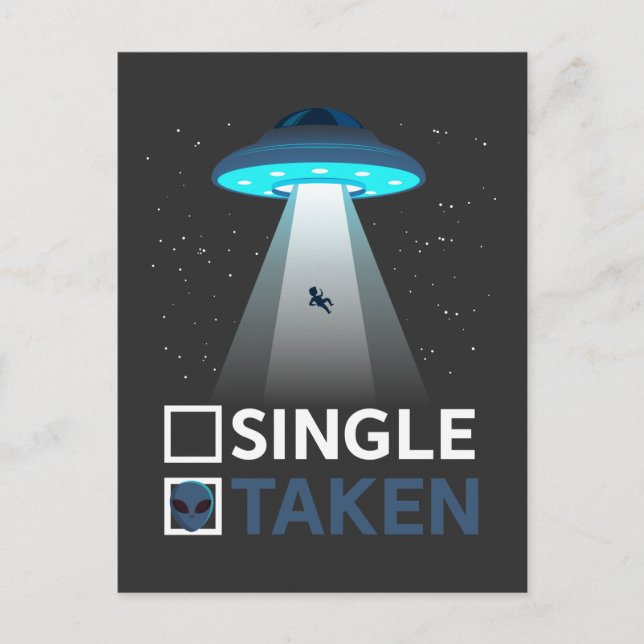 Single Valentinstag Alien Entführung Postkarte (Vorderseite)