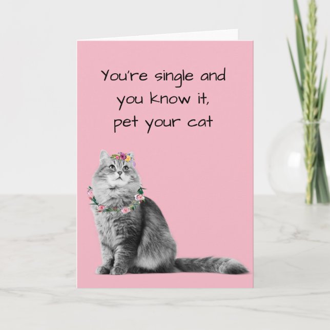 Single Valentinstag Katze Lover Funny Karte (Vorderseite)