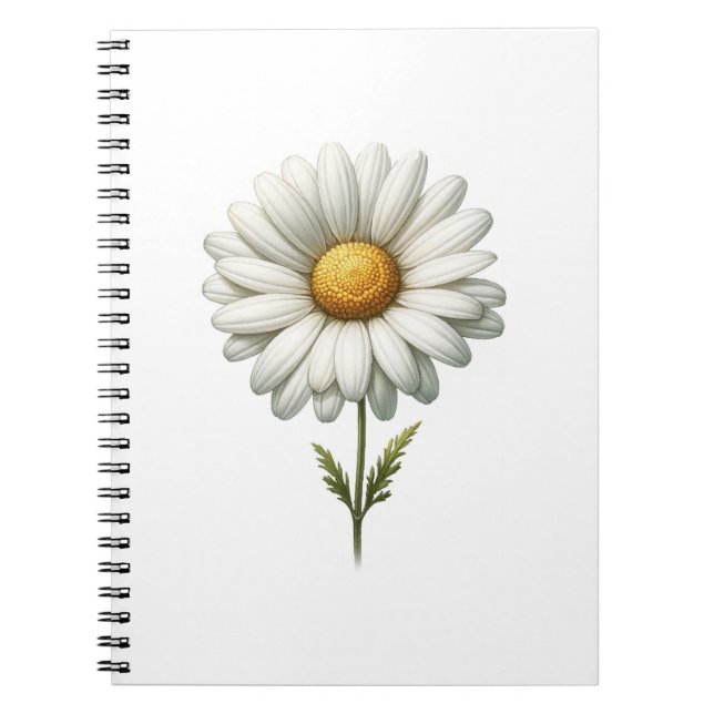 Single White Daisy Blume Herb Journal Notizblock (Vorderseite)