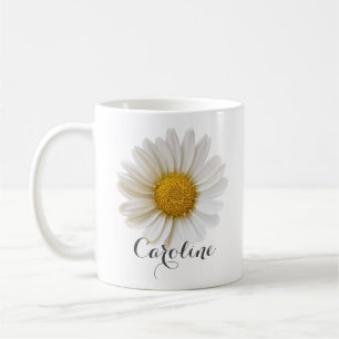 Single White Daisy mit Individuelle Name Kaffeetasse