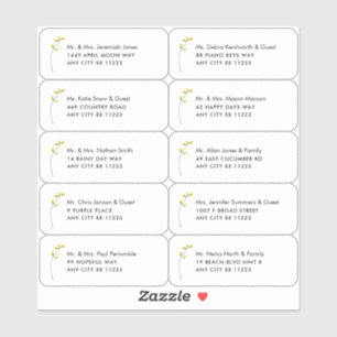 Single Wildblume Name Wedding Guest Address Stick Aufkleber