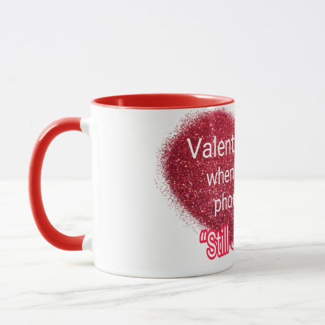 Singles Valentinstag sarkastischer Text auf Herz Tasse (Links)