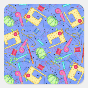 Singrün-blauer nähender Begriffs-Aufkleber Quadratischer Aufkleber