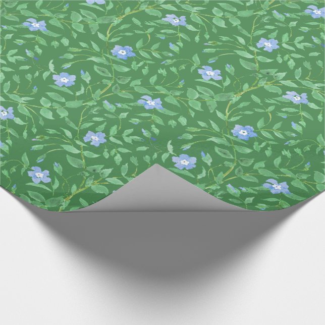 Singrün-blaues dunkelgrünes Land-Ähnliches Blumen Geschenkpapier (Ecke)