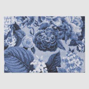 Singrün blaues Vintages BlumenToile No.1 Seidenpapier