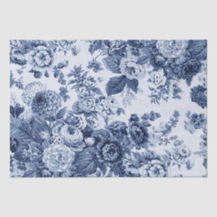 Singrün blaues Vintages BlumenToile No.3 Seidenpapier