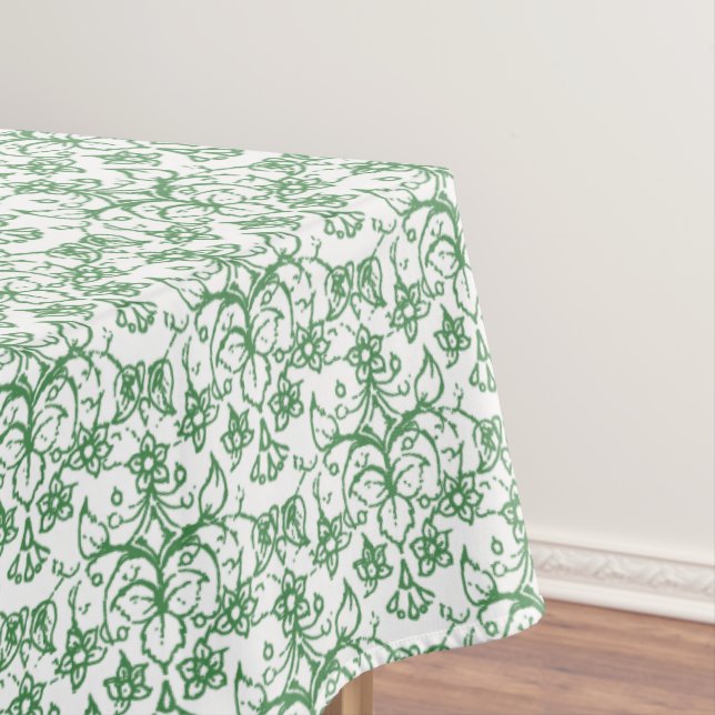 Singrün-grünes weißes dekoratives schickes Blumen Tischdecke (Beispiel)