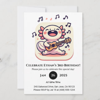Singt Axolotl mit Ukulele zum Geburtstag Einladung