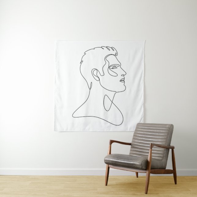 Singular Essence - Minimalistische Männerkunst Wandteppich (Beispiel)