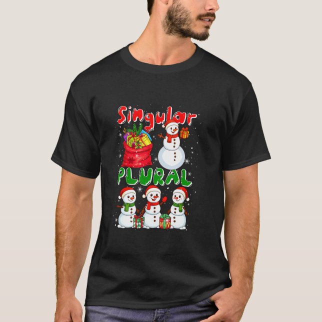 Singular Plural Xmas Group Snowmen Funny Grammar T T-Shirt (Vorderseite)