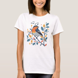 Singvogel auf Branch T - Shirt - Natur & Musik Gr