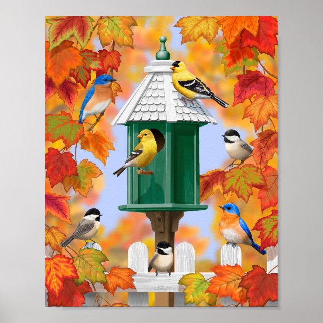 Singvögel im Herbst Poster (Vorne)